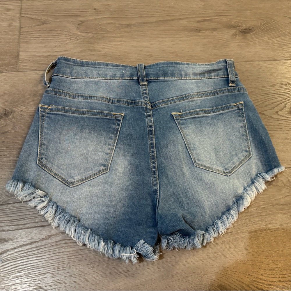 KanCan Blue Denim Frayed Jean Shorts - Size 25 - Picture 9 of 14
